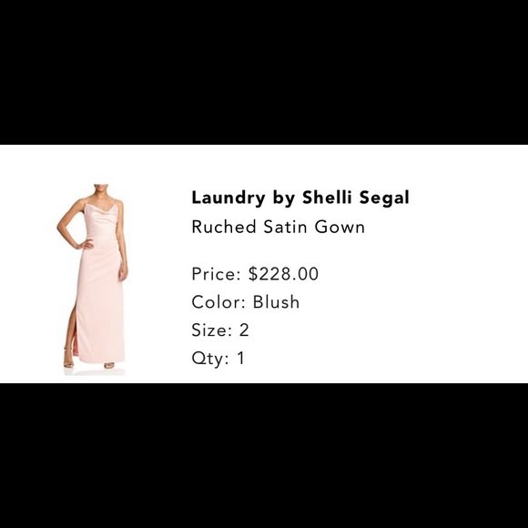 Laundry by Shelli Segal blush ruched satin gown size 2 - Picture 6 of 8